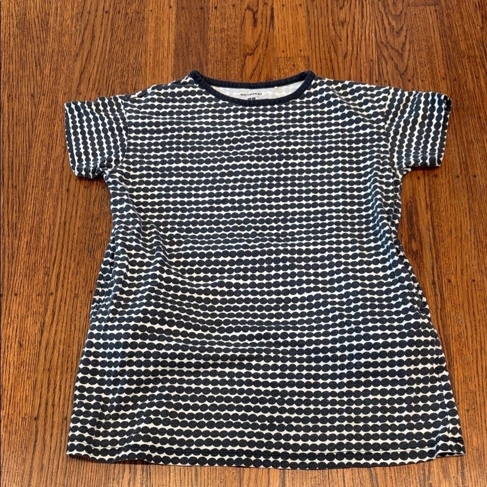 Uniqlo X Marimekko Black and White Circle Pattern Tee Shirt Dress with Pockets